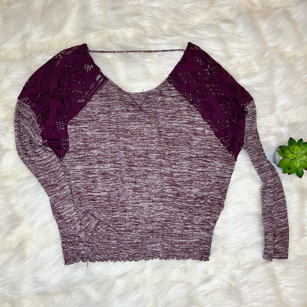 Free People | We The Free Women’s Purple Lace Shoulder Cinched Top Large